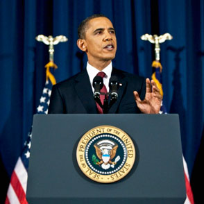 Barack Obama making a speech